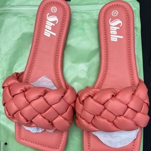 SHEIN Faux Leather Braided Slide